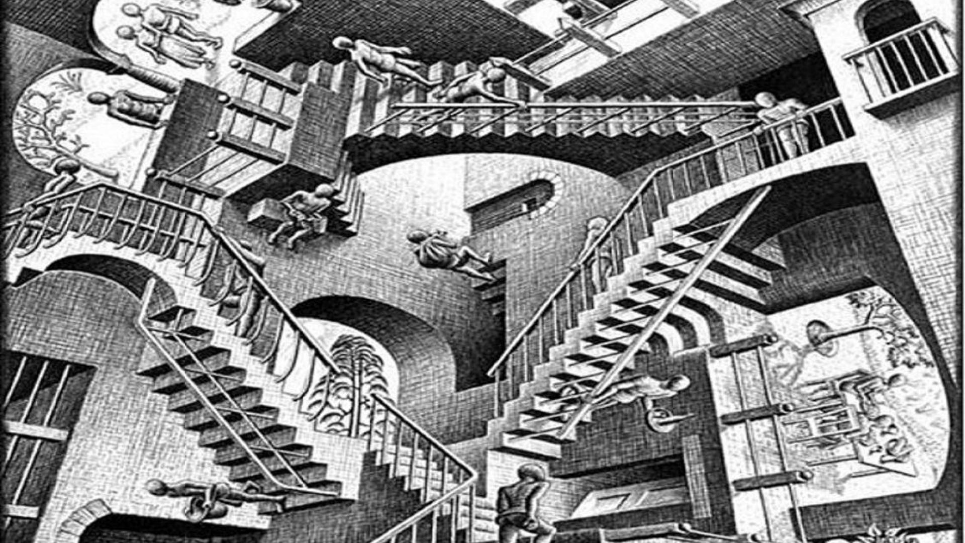 Escher Relativity Abstract Deliver Stairs HD Wallpaper Hq