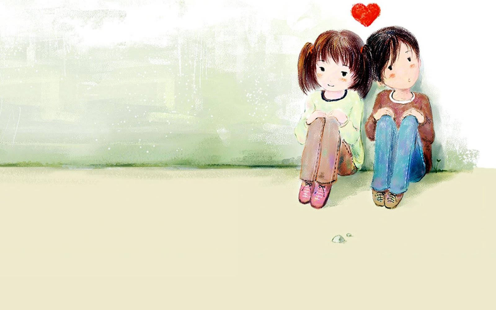 Cute Couple Cartoon Wallpaper