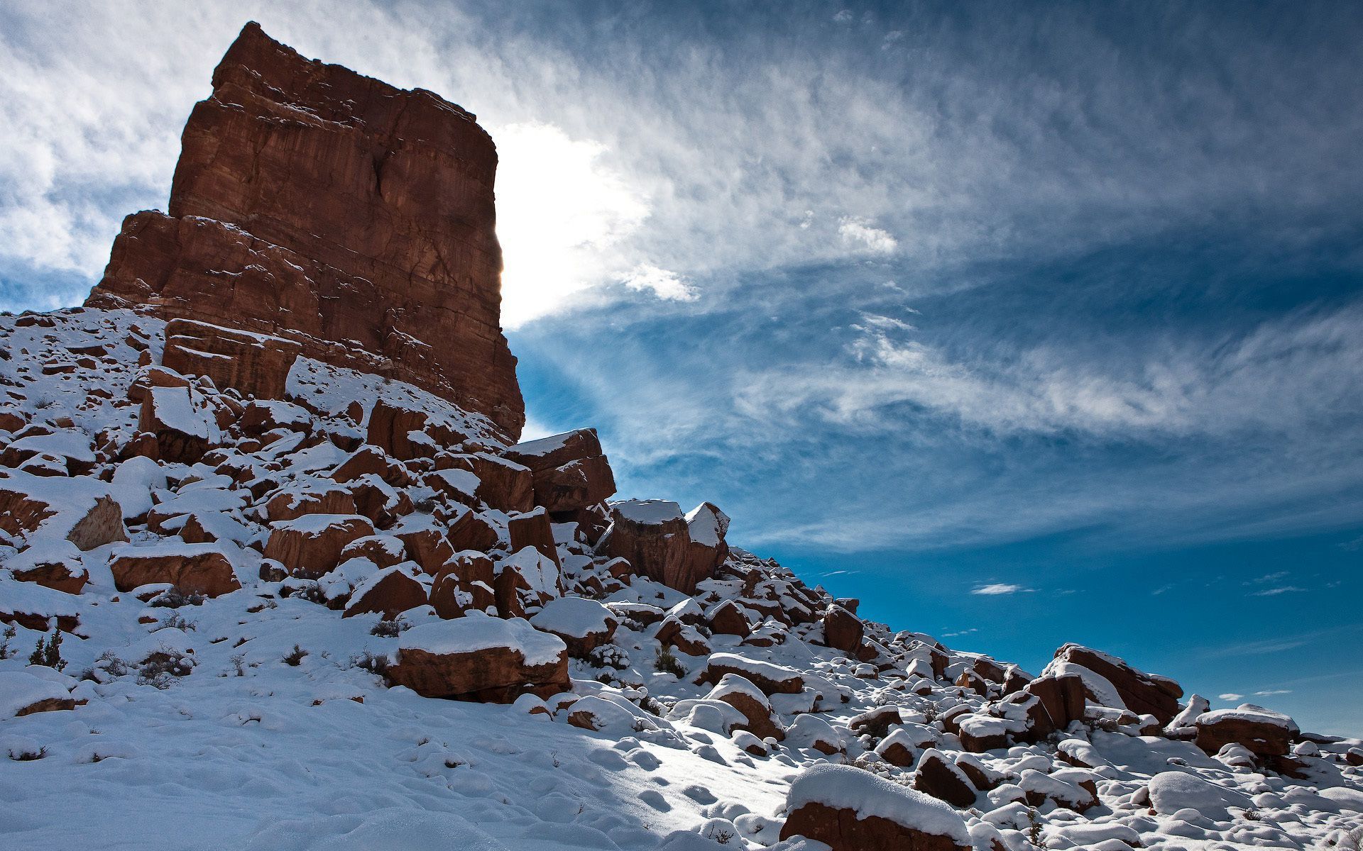 Winter In Monument Valley Widescreen Wallpaper