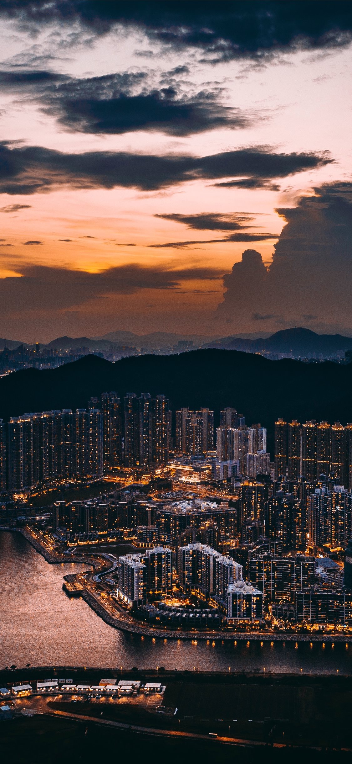 Aerial Photography Of City At Night iPhone X Wallpaper