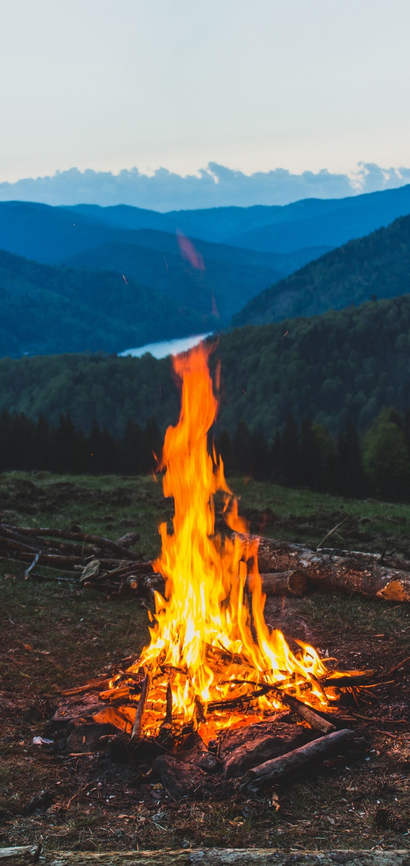Firewood Campfire Mountain Wallpaper