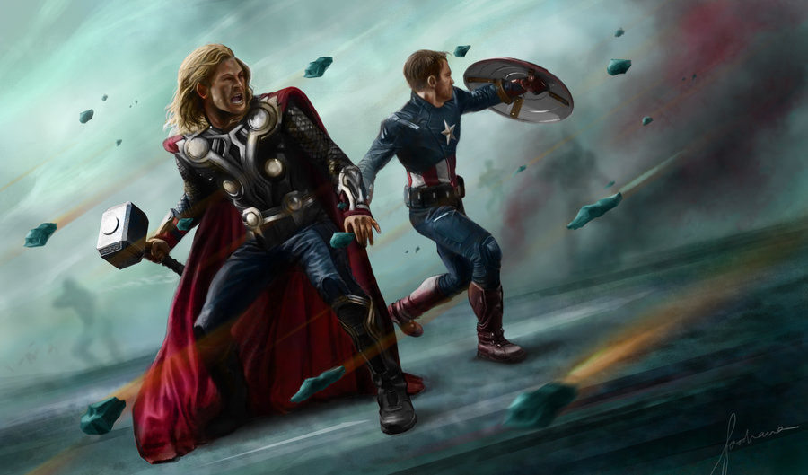 The Avengers Thor And Captain America By Dewmanna