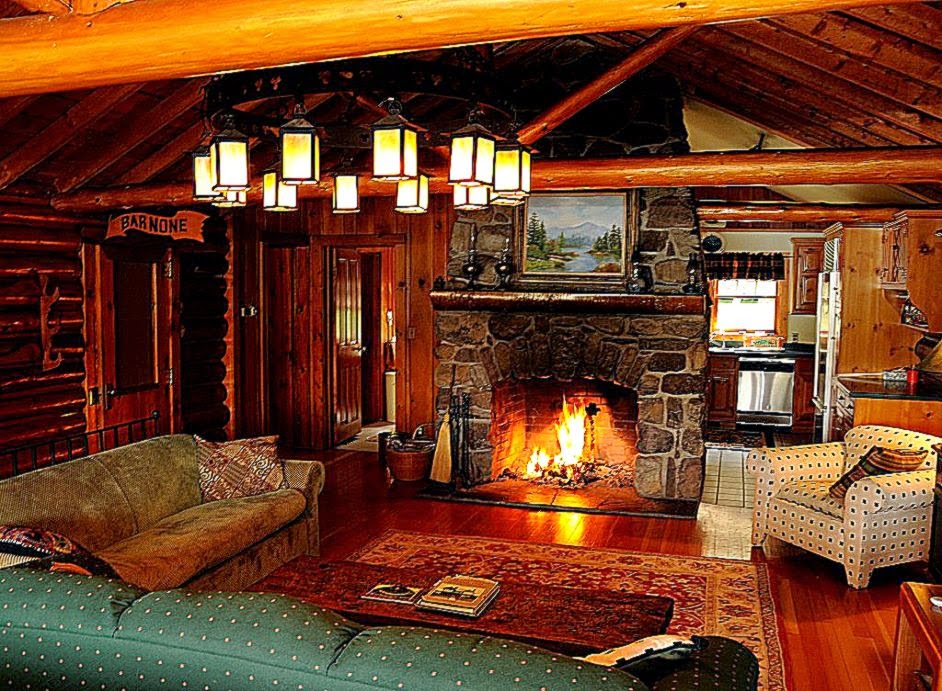 Cozy Log Cabin Winter Wallpaper