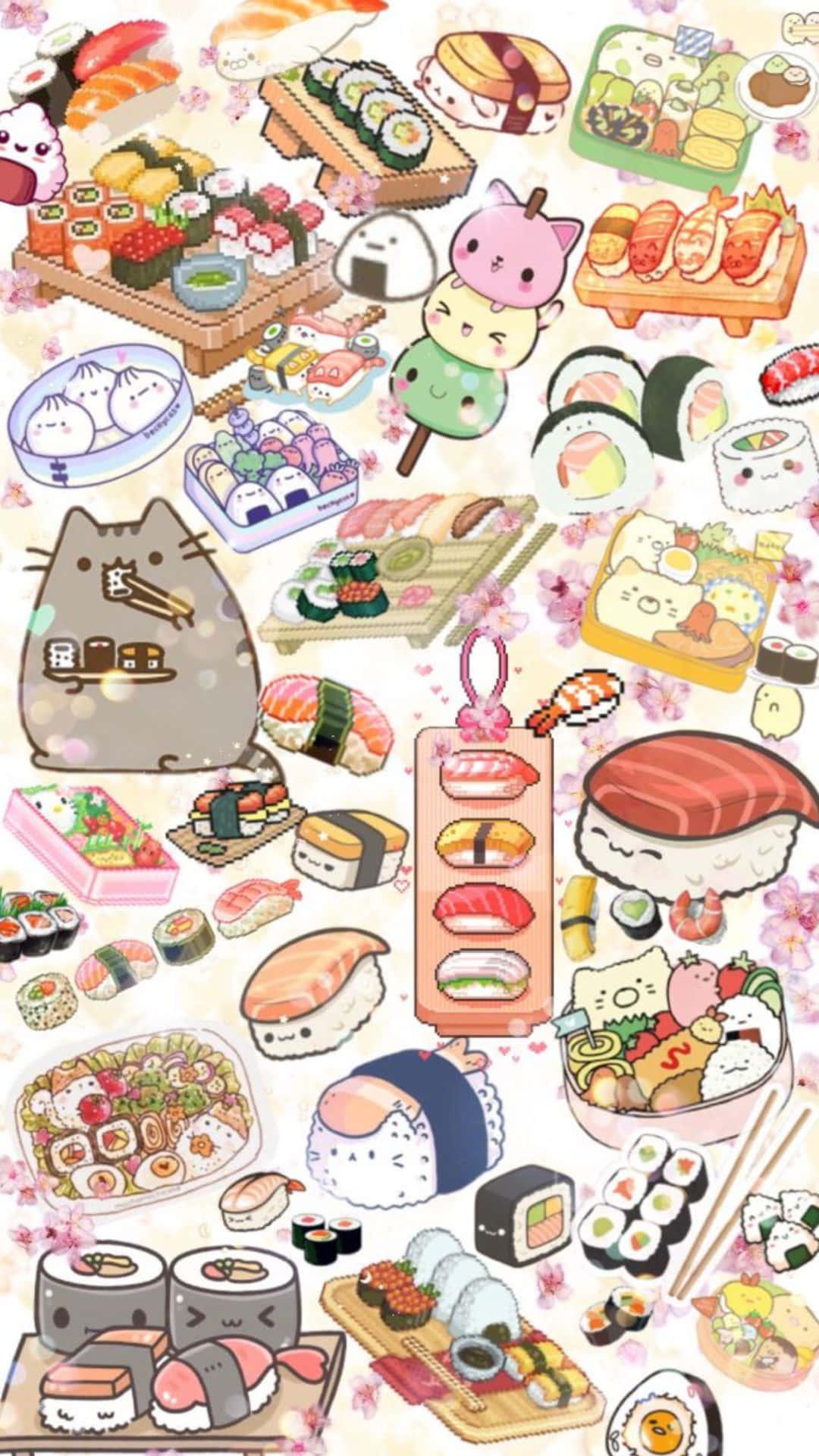 Kawaii Japanese Food Wallpaper Tasty Cute Sushi