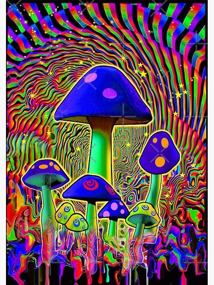 Premium Photo  Psychedelic magic mushrooms in bright neon colors