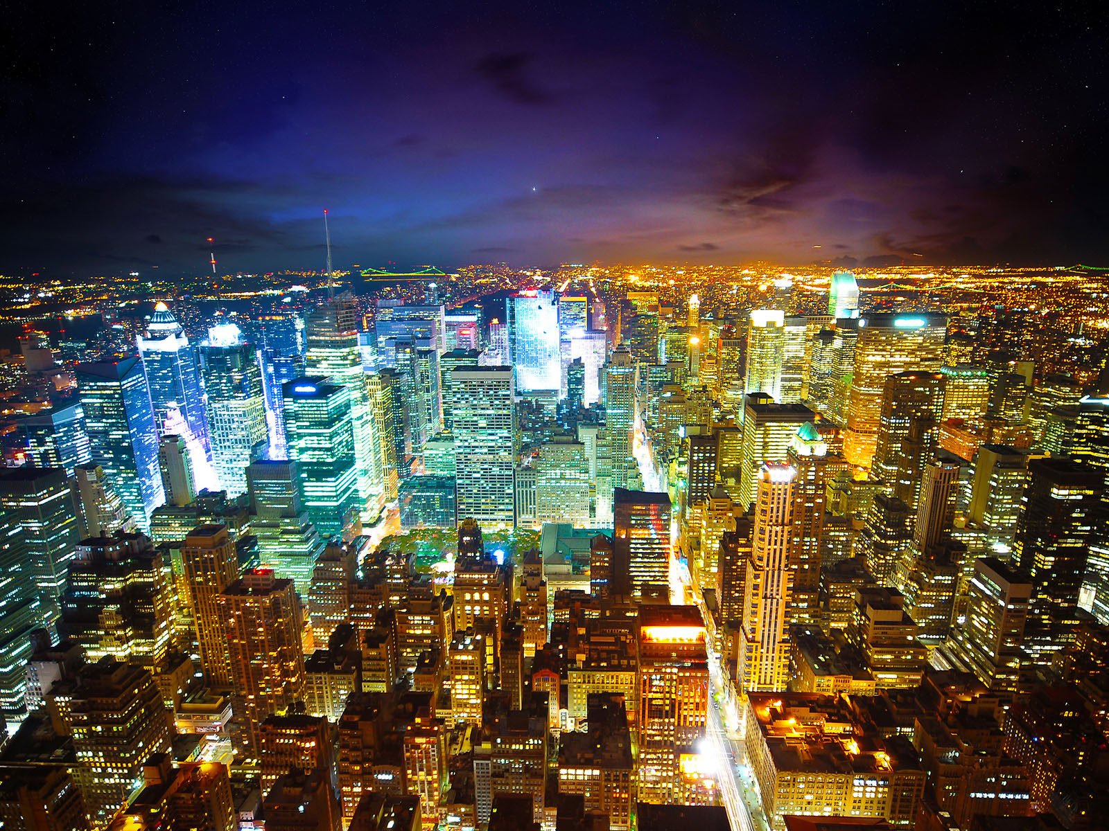 Bright City Night Wallpaper Desktop Background Scenery