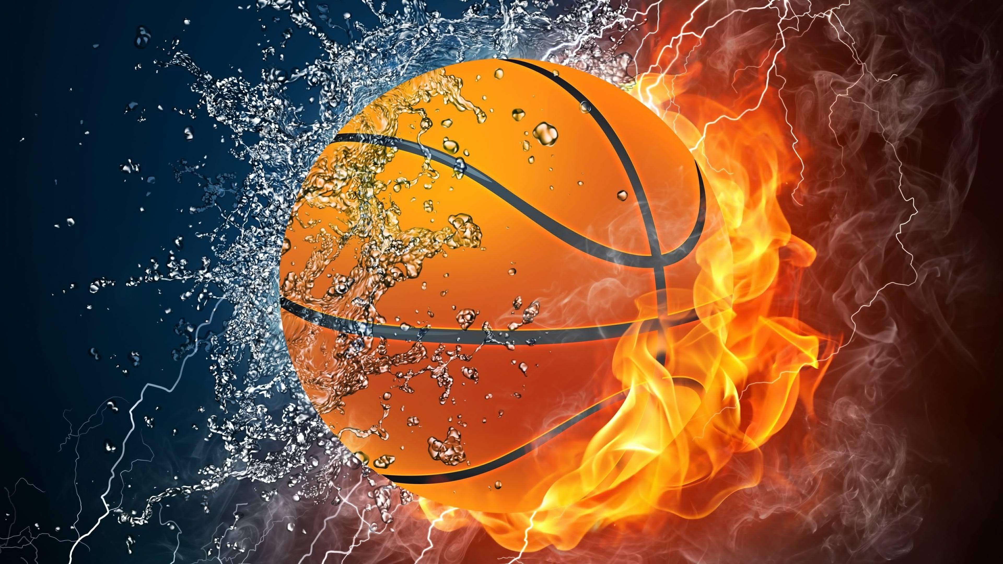 Ball Flame Water Basketball Sports 4k Ultra Hd Wallpaper