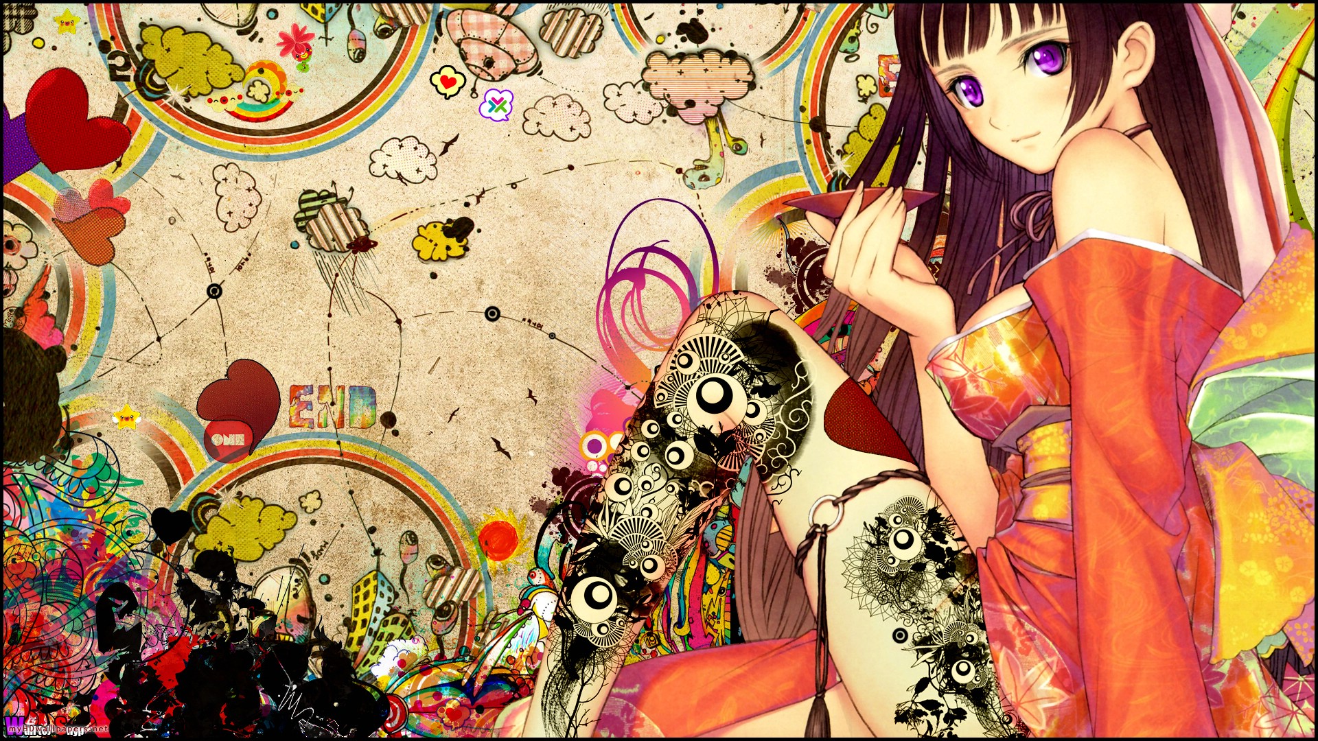 Dark Anime Art Colorful Girl Wallpaper HD