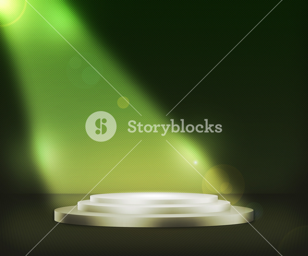 Podium Spotlight Green Background Royalty Stock Image