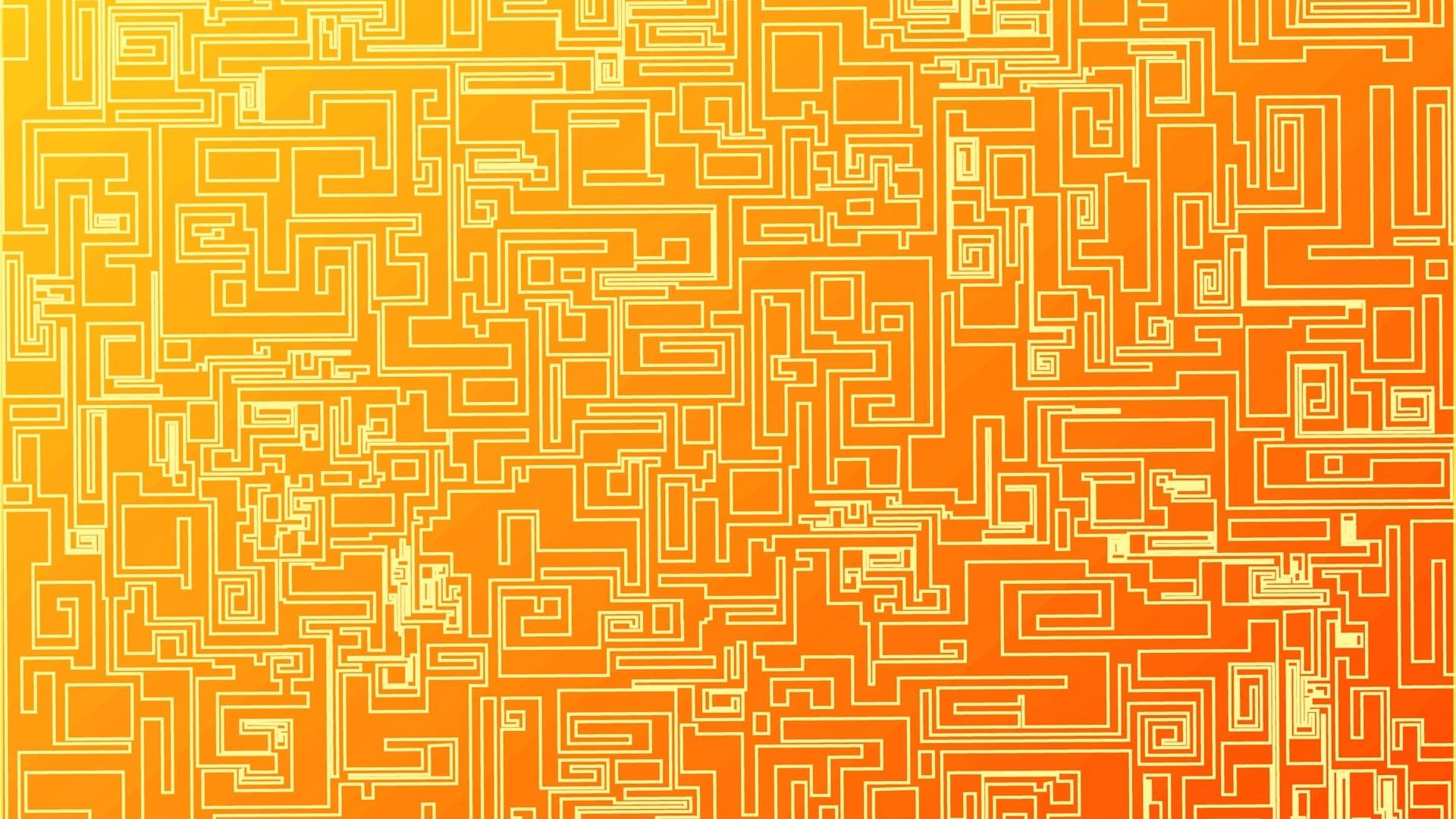 Abstract Orange Geometry Digital Art Lines Wallpaper