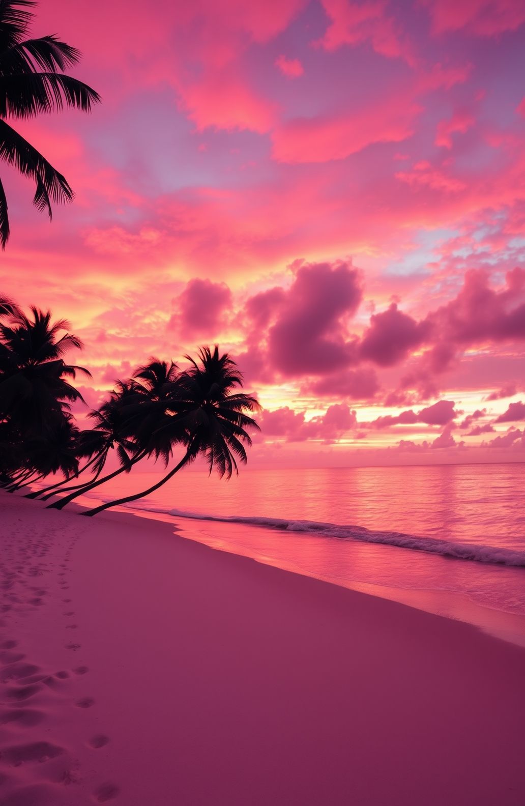 Pink Beach Sunset Wallpaper
