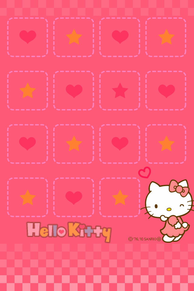 iPhone4 Wallpaper Hello Kitty Shelf On Pink Background