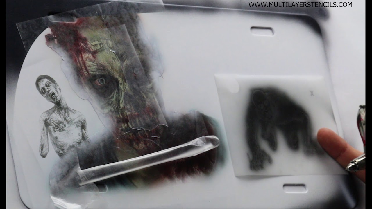 Airbrushing Plex Background On A Zombie Theme Airbrush