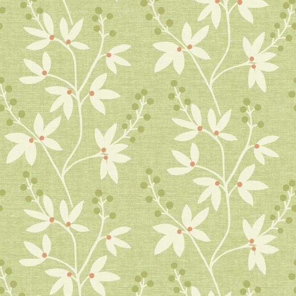 Currant Green Botanical Trail Modern Wallpaper By
