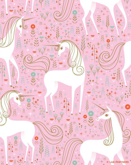 Wallpaper Baby Animal Pink The Last Unicorns Pattern Prints