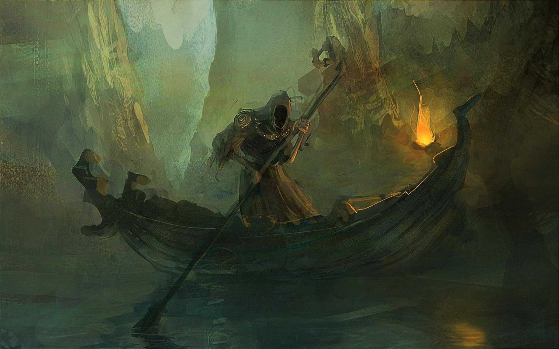 Wraith On Boat Wallpaper Fantasy Art Charon HD