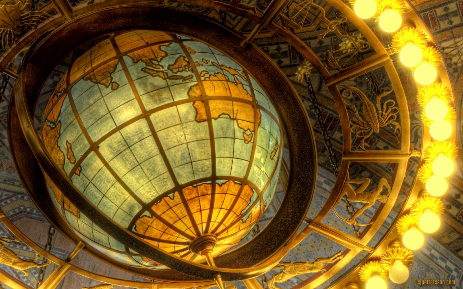 Vintage Globe Chandelier Wallpaper
