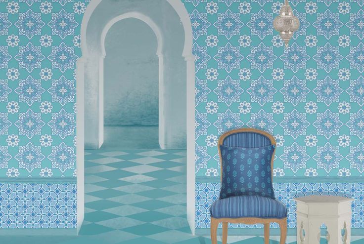 Moroccan Cross Wallpaper Star Tile Thin Stripe Louis Xv