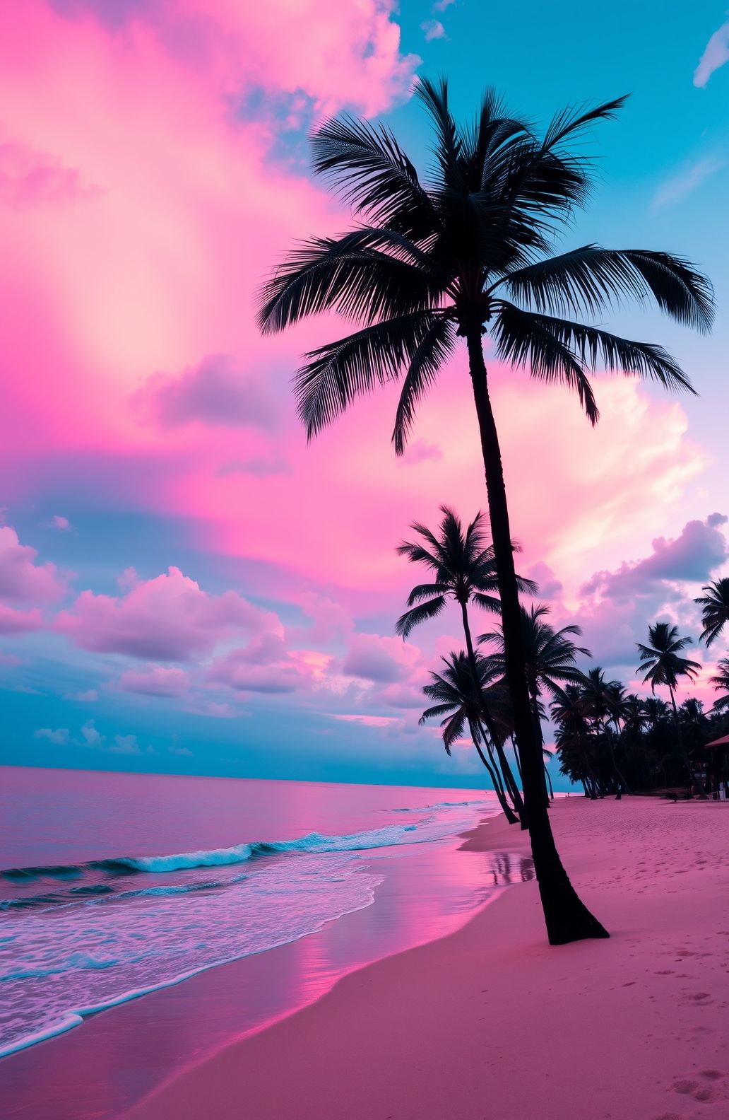 Pink Beach Sunset Wallpaper