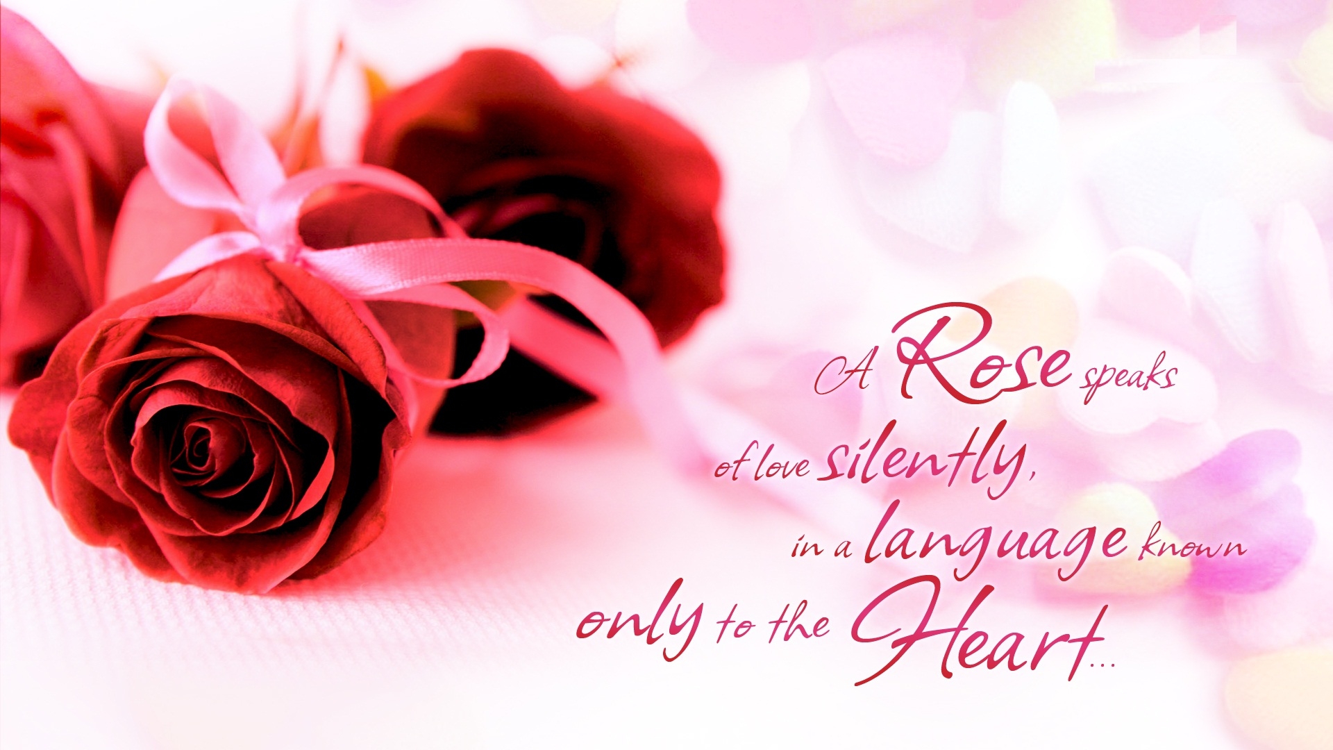 Red Roses And Beautiful Words About Love Wallpaper