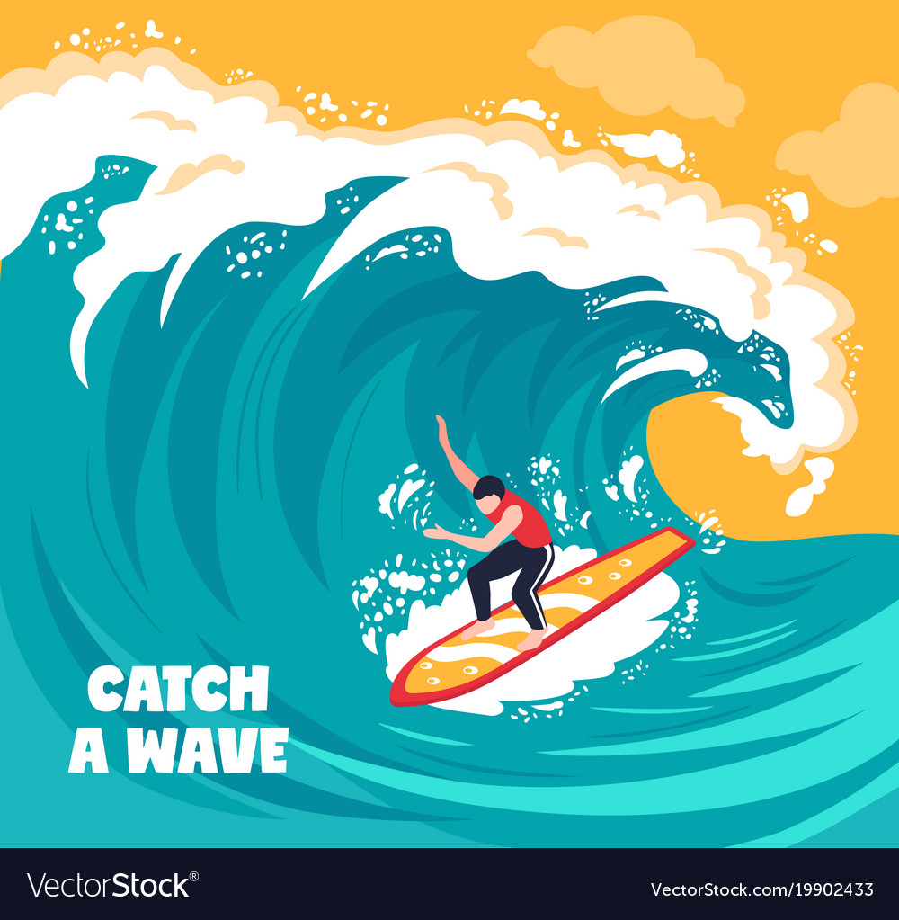 Surfing Water Wave Background Royalty Vector Image