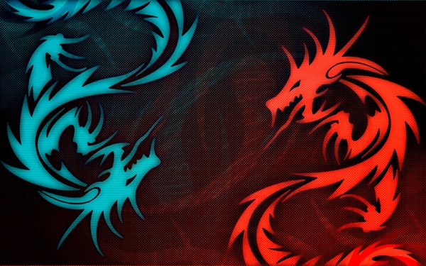 Abstract Blue Red Dragons Dragon Digital Art Artwork