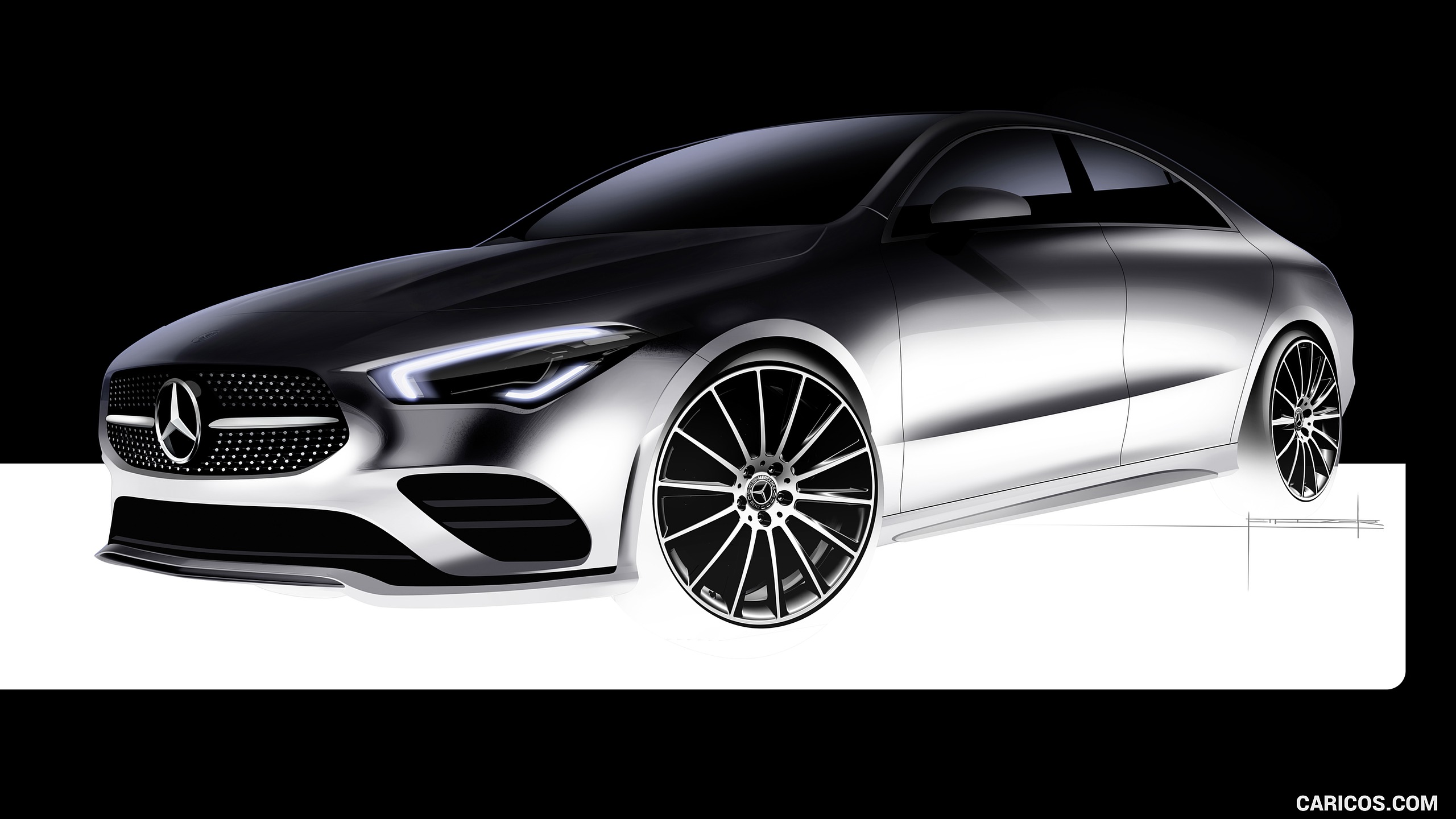 Mercedes Benz Cla Coupe Design Sketch HD Wallpaper