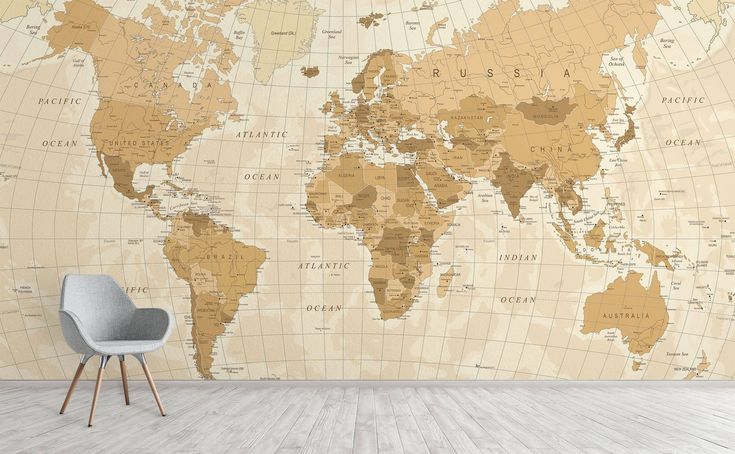 A Wall With Large Map On It And Lamp Next To The Dresser In Front Wallpaper