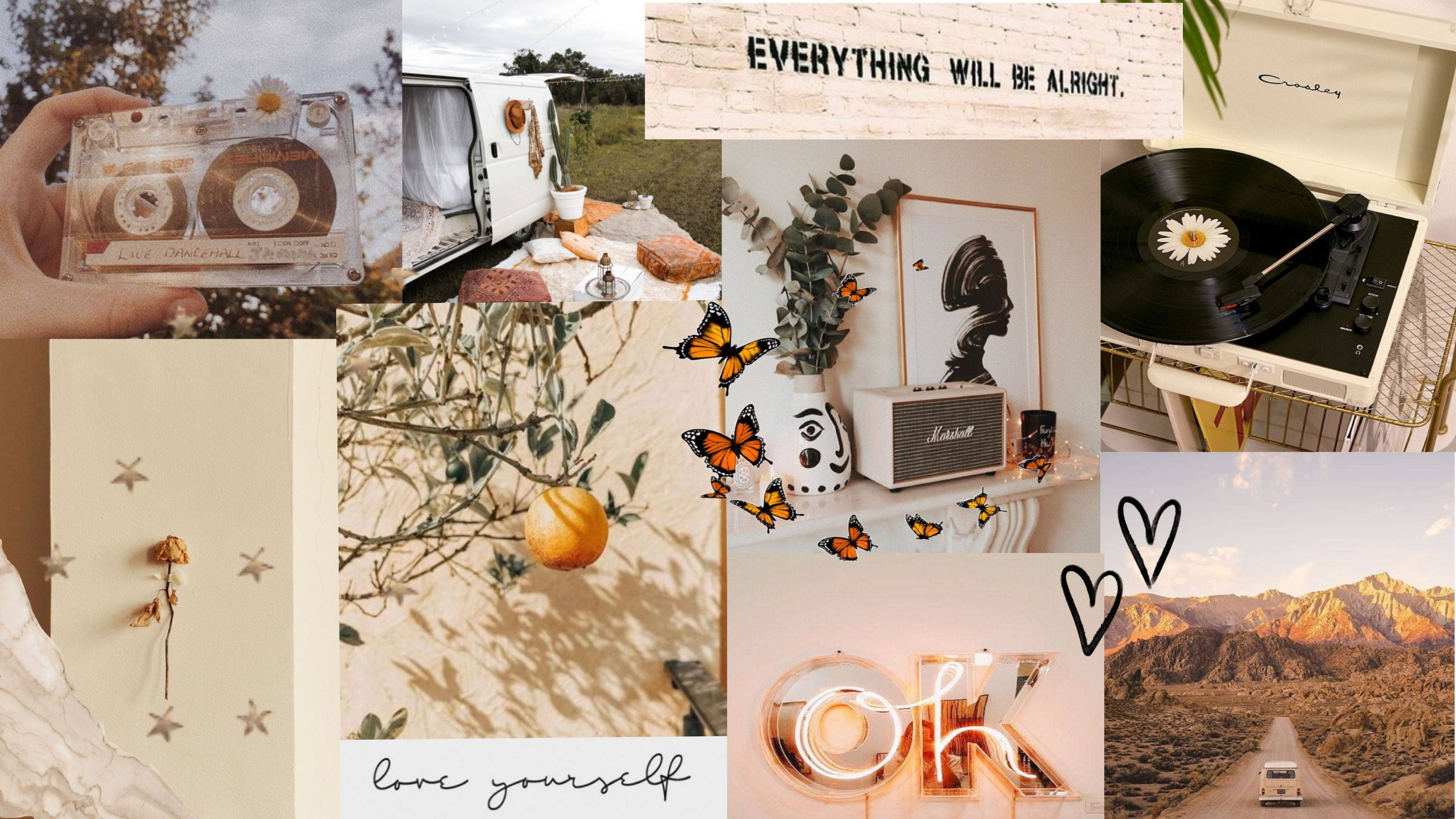 Vintage Collage Aesthetic With Quotes Wallpaper