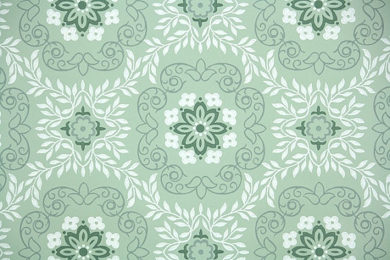 Listing 1940s Vintage Wallpaper Green And White