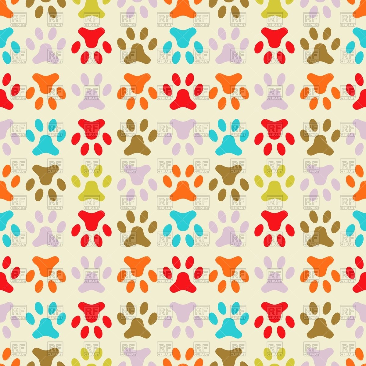 Colorful Wallpaper With Dog S Paw Prints Vector Image