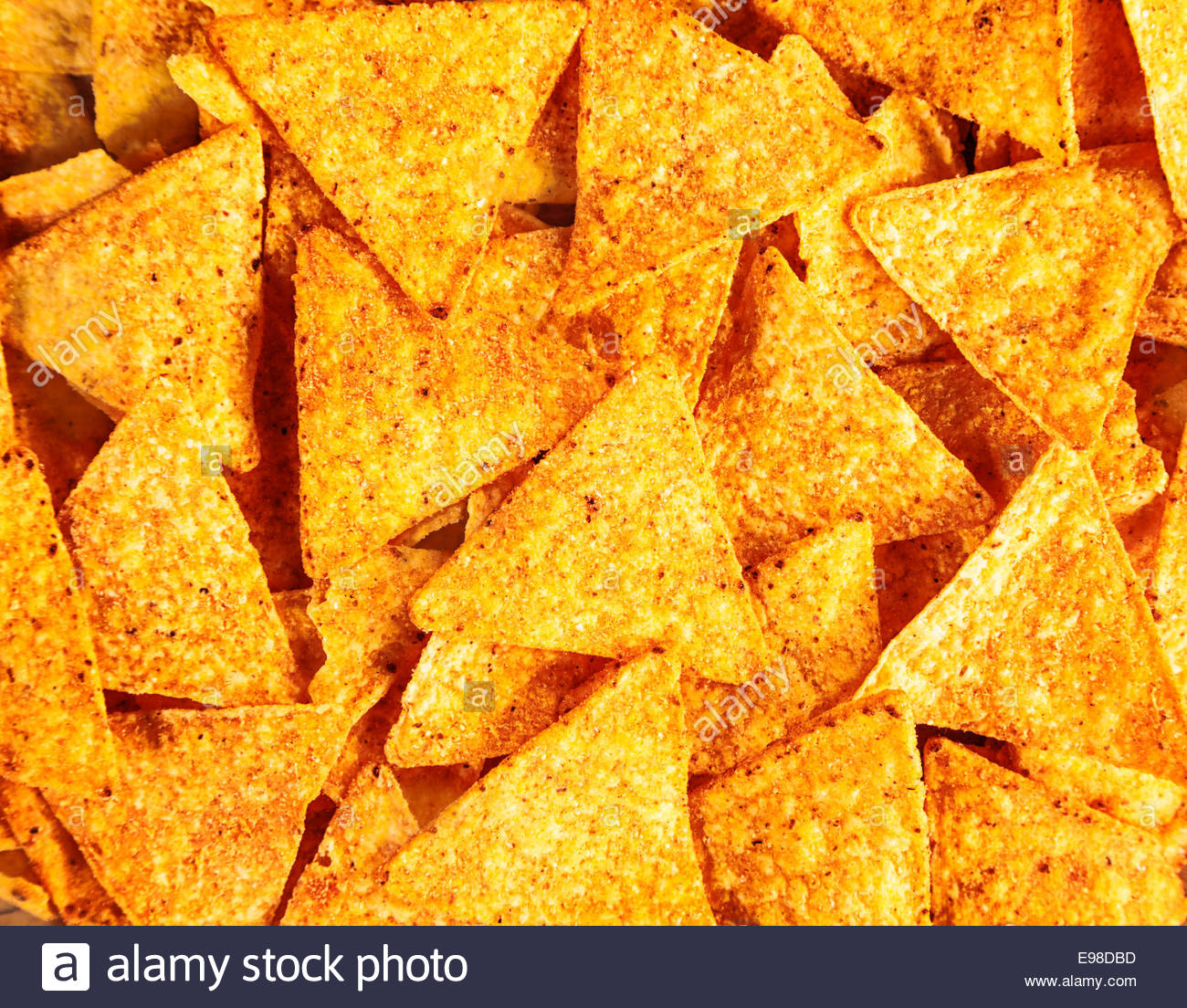Background Of Crisp Crunchy Spicy Corn Tortillas Or Nachos With