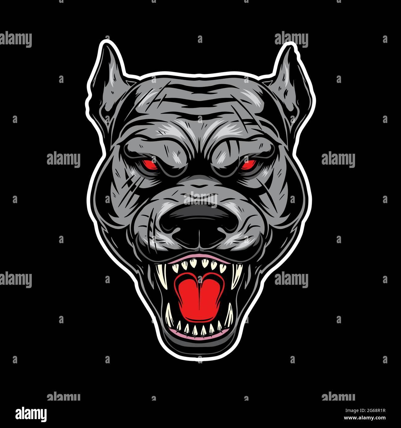 Illustration Of Angry Dog Head Design Element For Logo Label