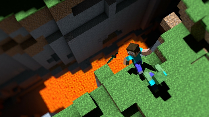 Games Zombies Lava Cliff Minecraft Wallpaper