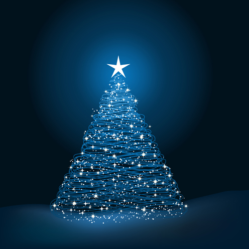 Christmas Tree Blue Background Vector