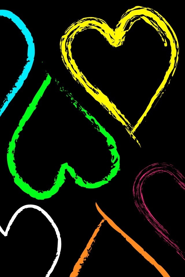 Rainbow Hearts iPhone HD Wallpaper