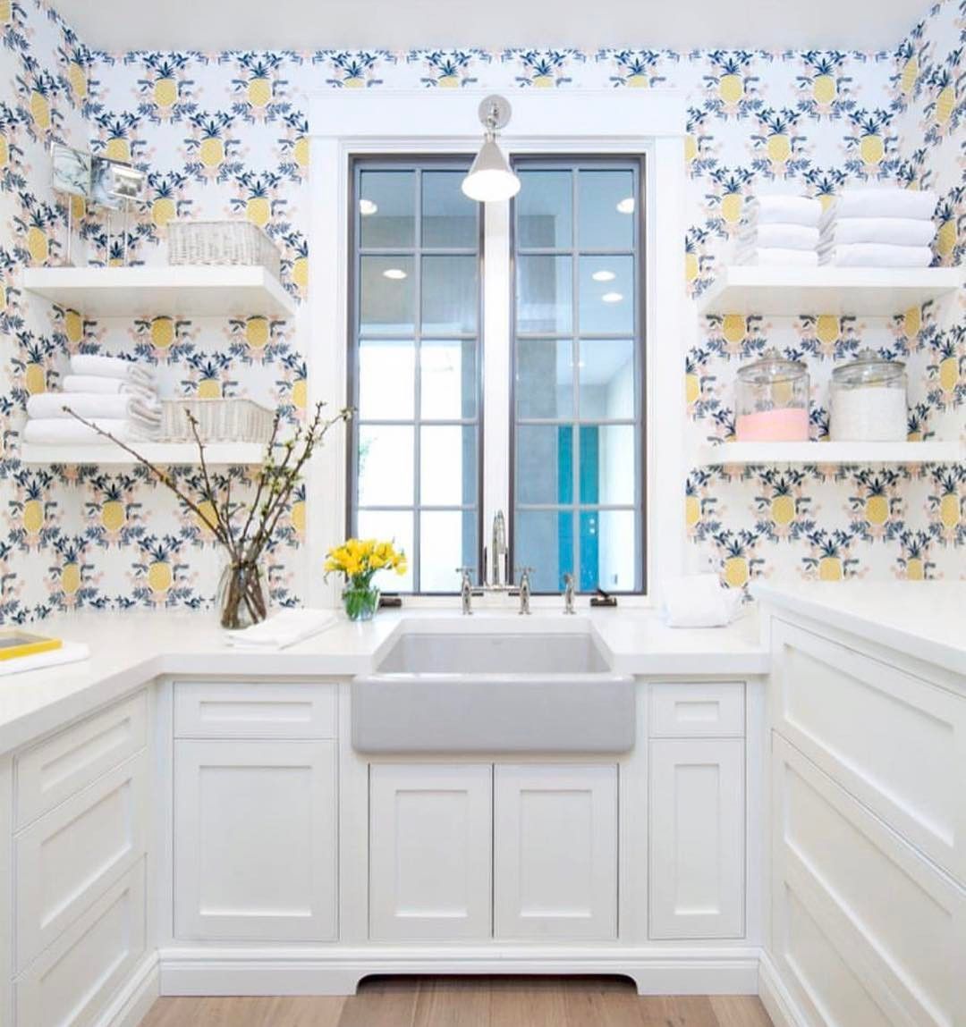 This Laundry Room Featuring Pineapple Sorbet Is Our Happy Place