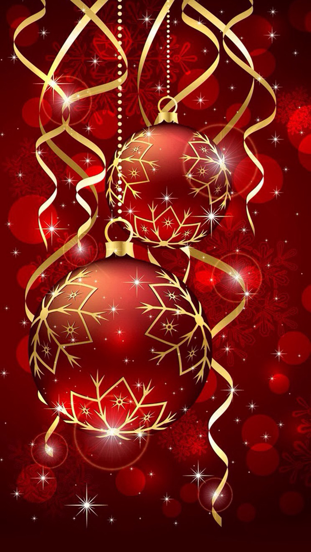 Red Christmas Ball Ornaments Wallpaper iPhone