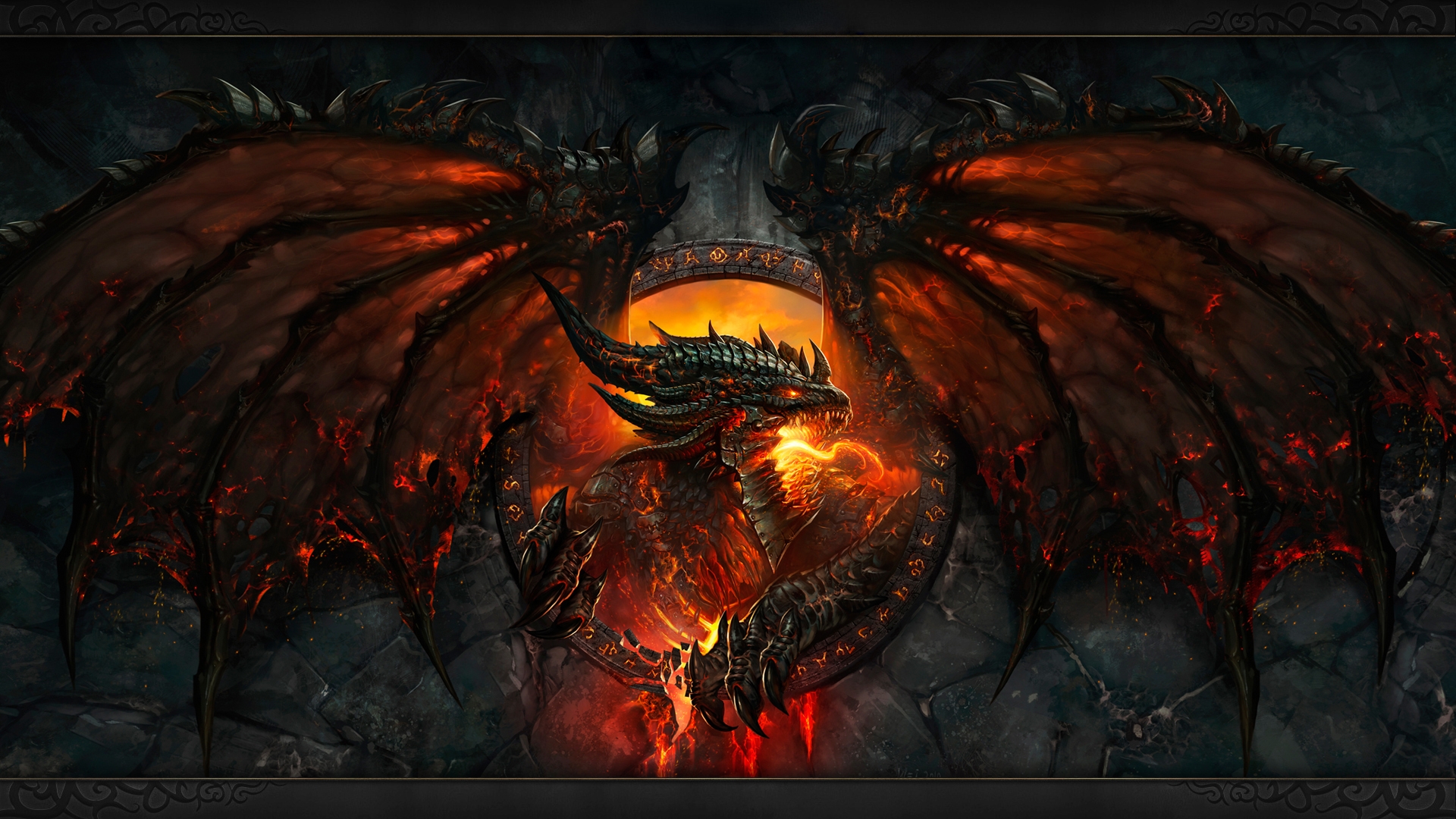 Dragon Fire Face Wings Wallpaper Background Full HD 1080p