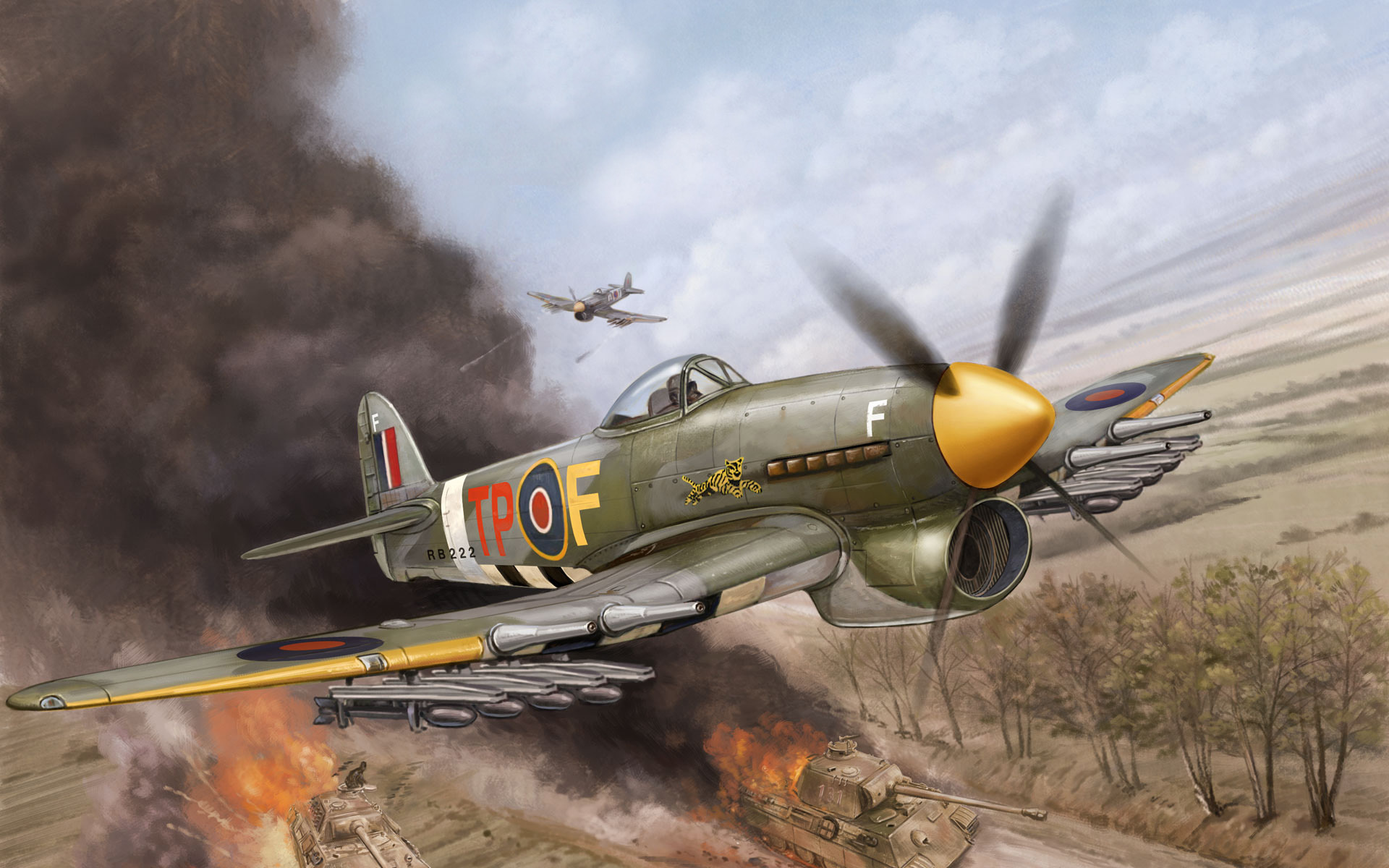 Art Aircraft The Hawker Typhoon British Single Fighter Bomber
