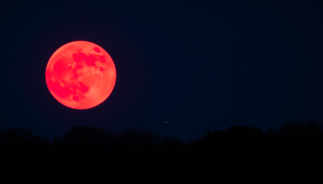 Red Moon Night Sky Wallpaper