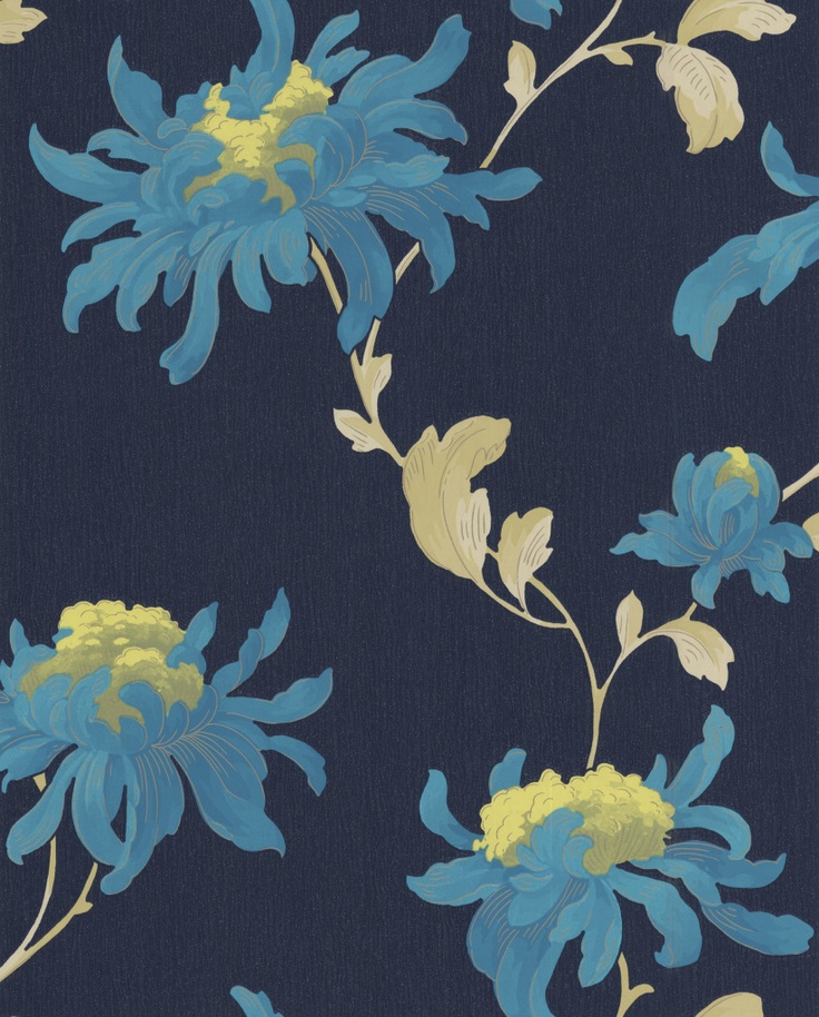 Navy Floral Wallpaper Manufacturer Ideas
