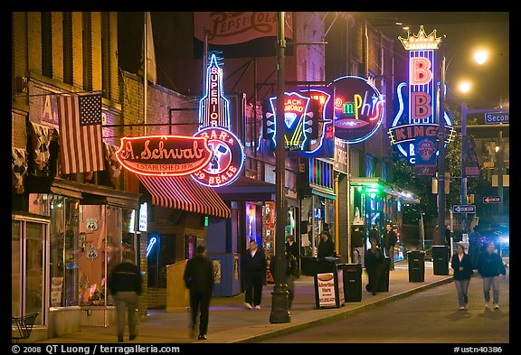 Picture Photo Beale Street Sidewalk By Night Memphis Tennessee Usa