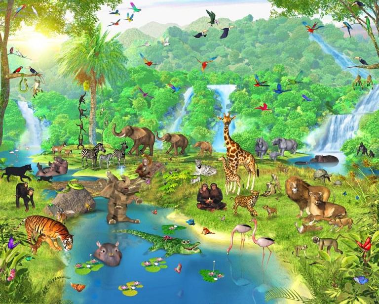 Jungle Animals Murals For Trend Design Interior Wallpaper