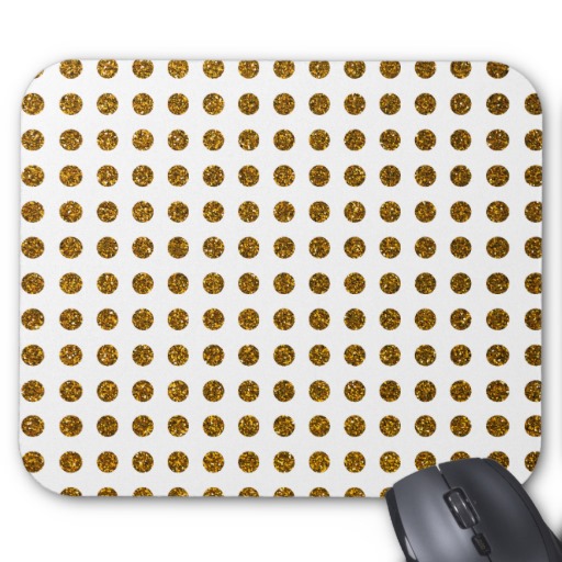 Elegant Gold Trendy Polka Dots Glitter Photo Print Mouse Pad