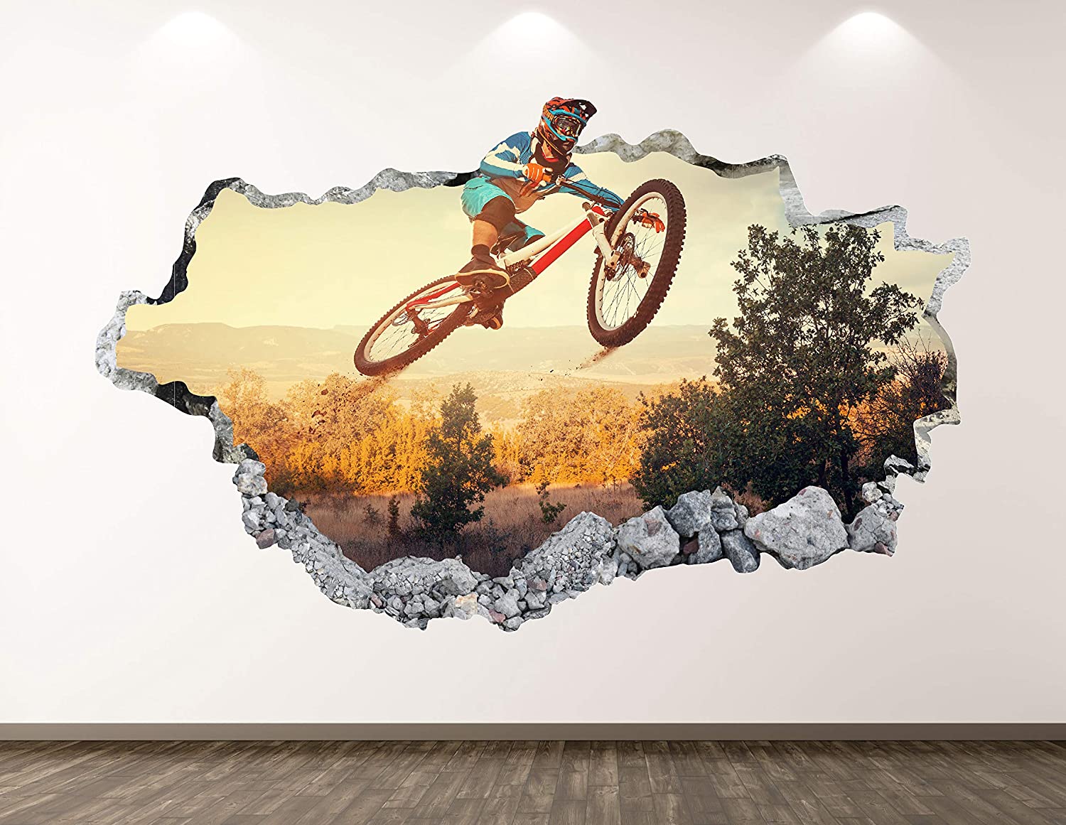 Amazon Off Road Bike Wall Decal Art Decor 3d Smashed Mountain