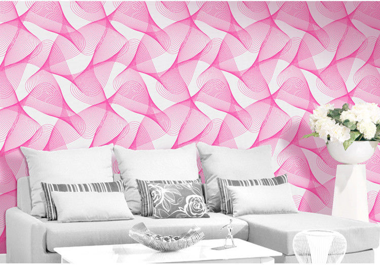 Modern Fishion Geometry Wave Lines Color Grey Green Pink Wallpaper