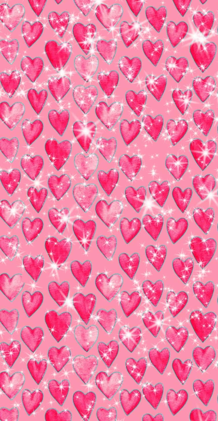 Pink Cute Valentines Hearts With Glitters O9lwr0cm83t4t6e0 Wallpaper