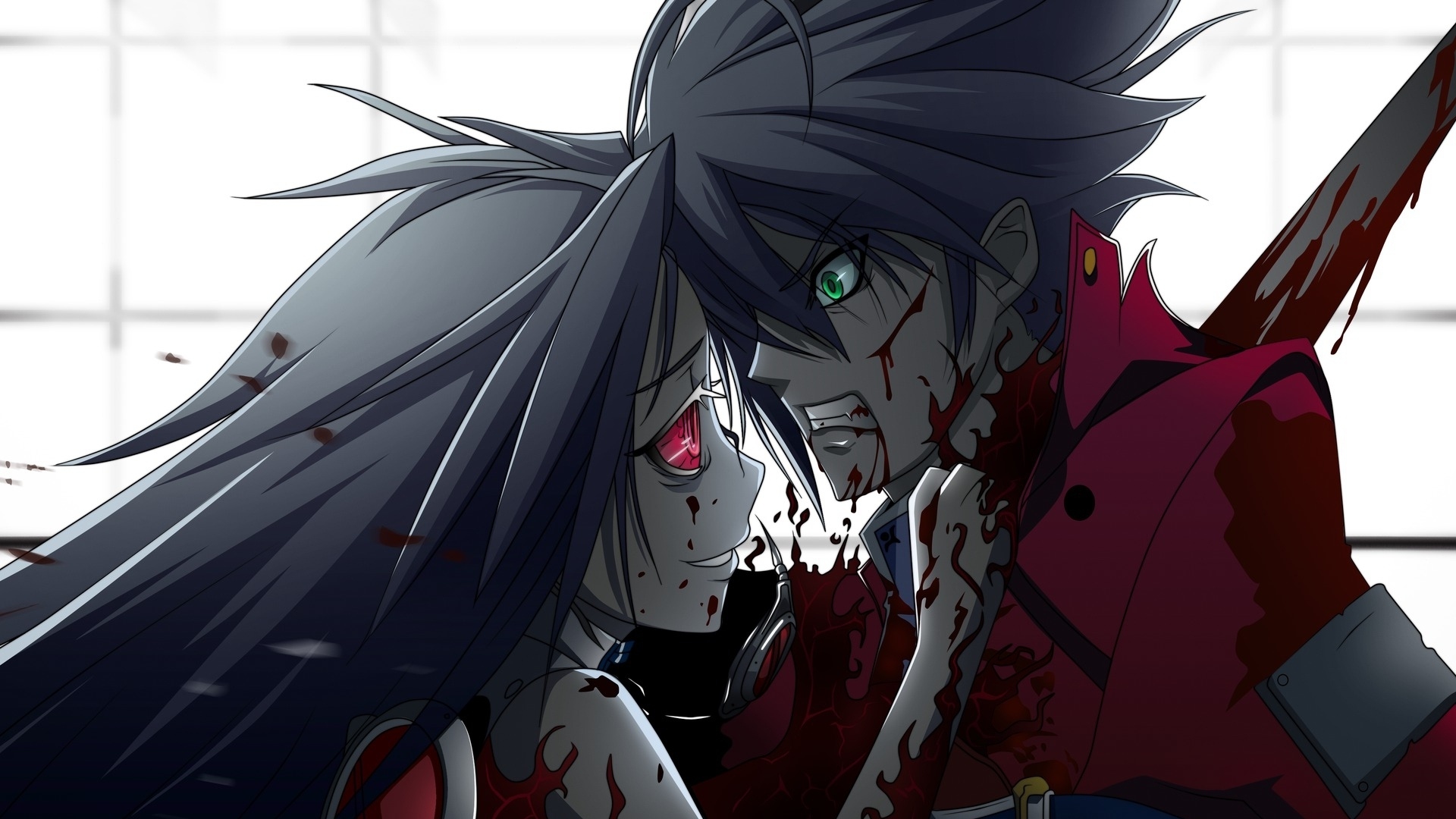 Wallpaper Anime Blood Murder Boy Girl Full HD