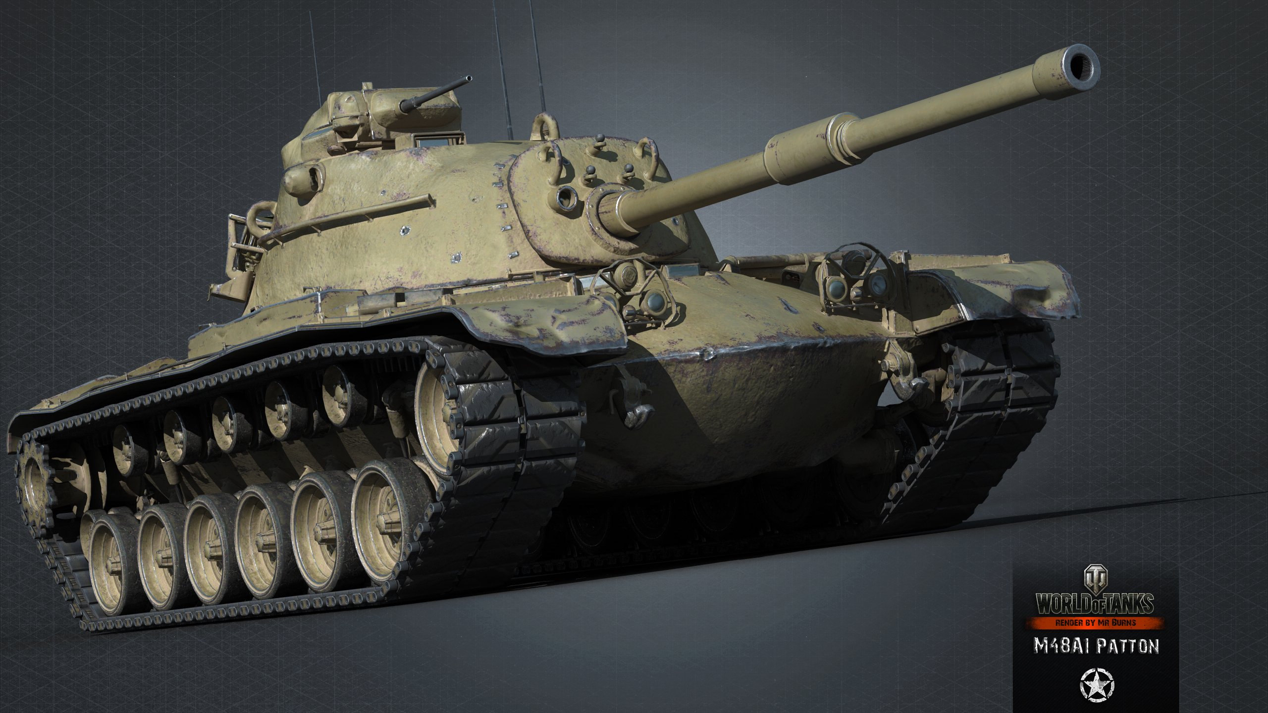 Wallpaper WOT tank M48A1 Patton 3D Graphics vdeo game 2560x1440